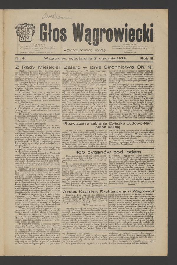 Głos Wągrowiecki. Rok&nbsp;3, 1928, numer&nbsp;6