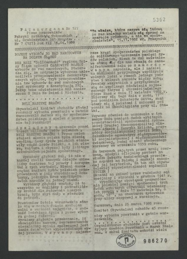 FATamorgana&nbsp;: pismo pracownik&oacute;w Fabryki Automat&oacute;w Tokarskich. 1988, numer&nbsp;7&nbsp;(127)