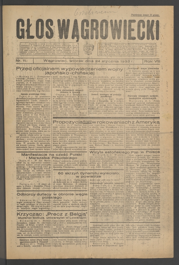 Głos Wągrowiecki. Rok&nbsp;8, 1933, numer&nbsp;11